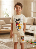 Boys Mickey Mouse T-Shirt & Shorts Set – Cream by Zara