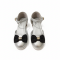 Silver Bow Mary Jane Shoes for Girls - Elegant Black Bow by Aioybr