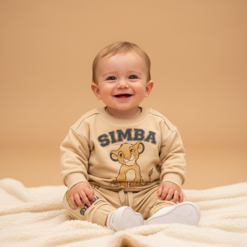 Baby Simba Sweatsuit Set - Beige