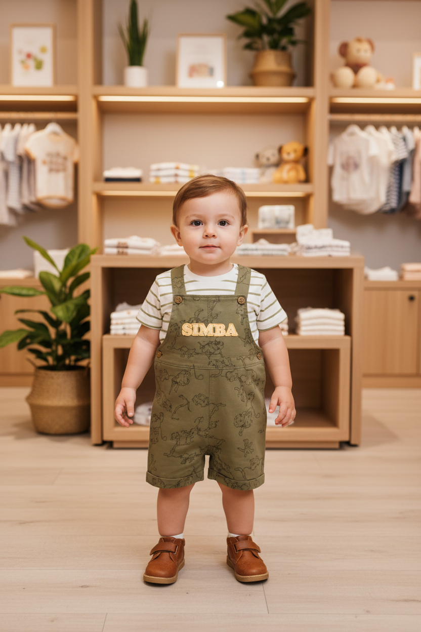 Baby Boys Disney George Lion King Simba Dungaree & Striped T-Shirt Set