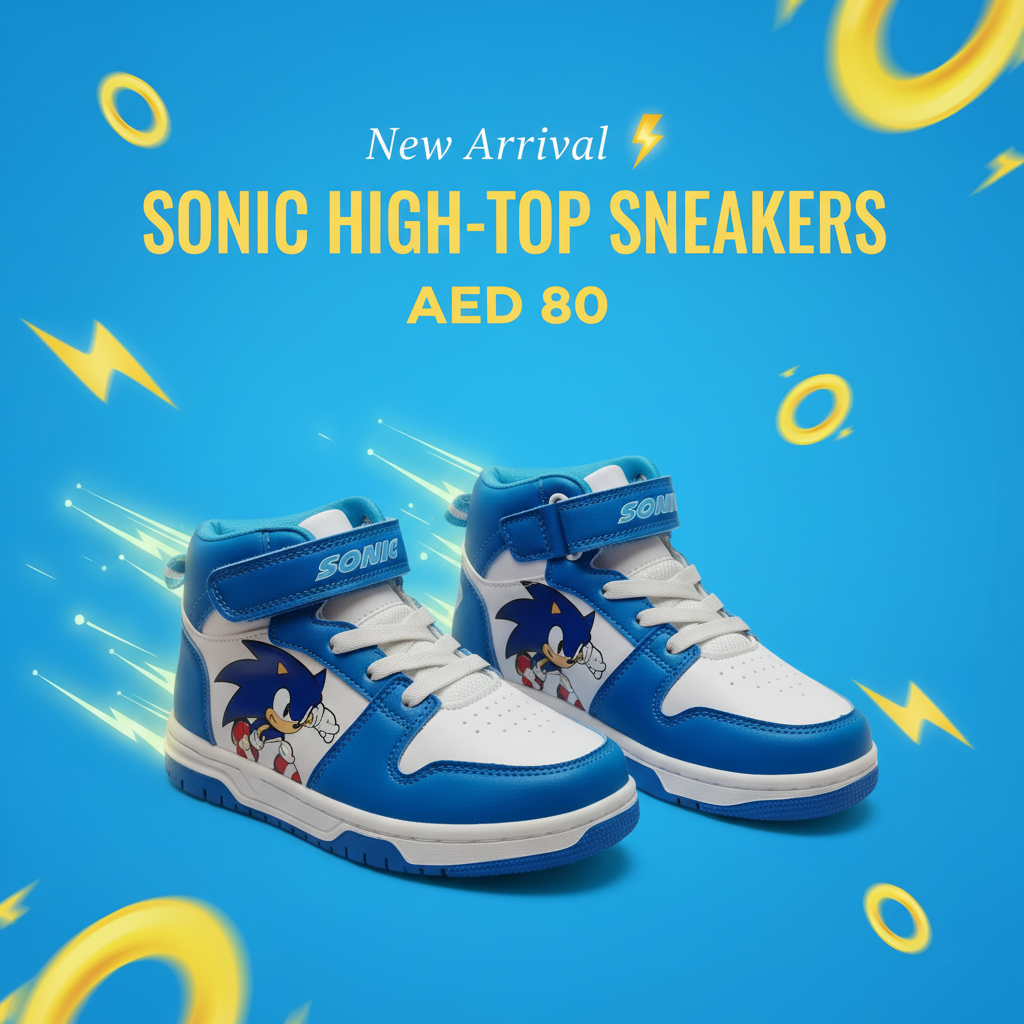 Sonic the Hedgehog High-Top Sneakers for Boys - Blue & White