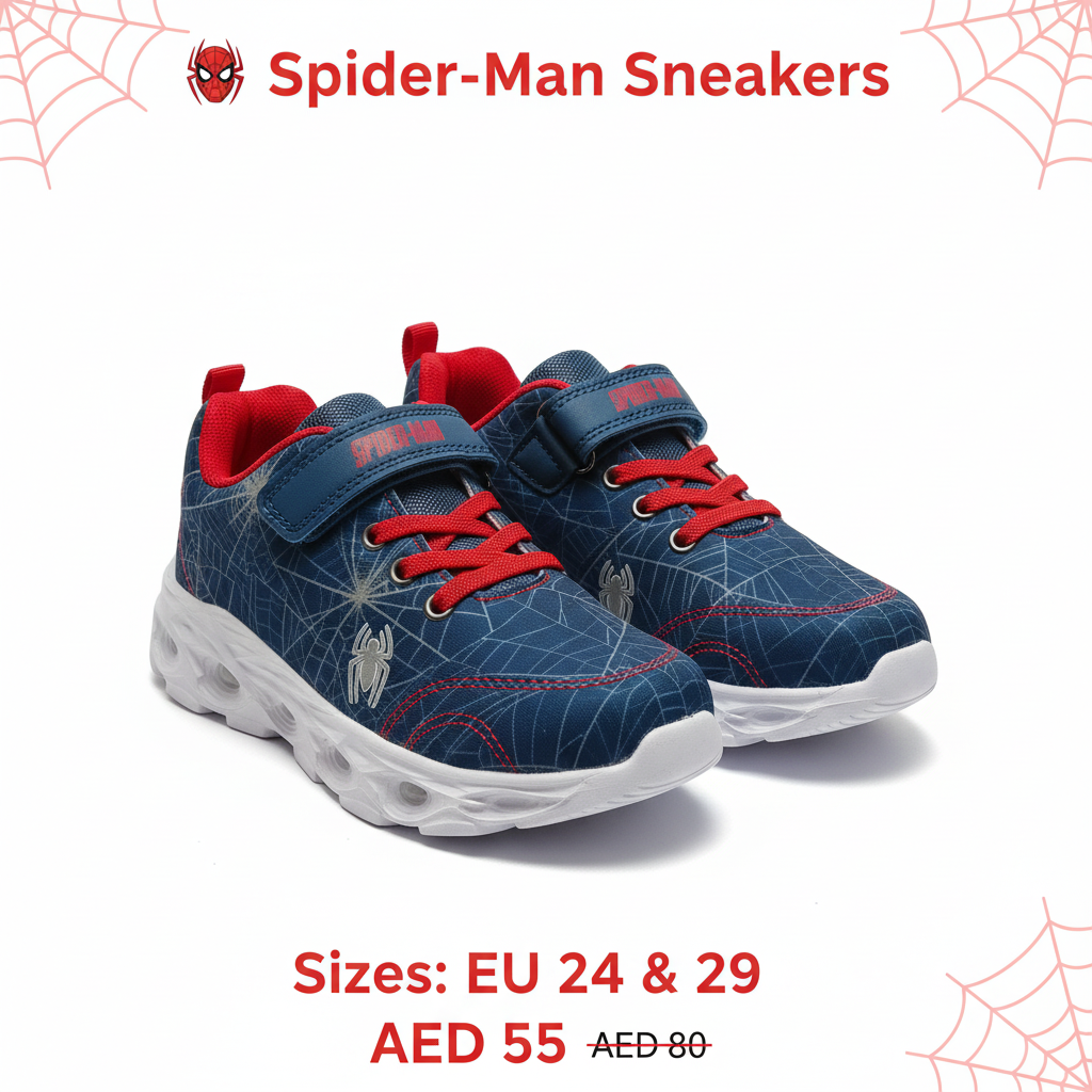 Spider-Man Web Sneakers for Boys - Navy Blue & Red