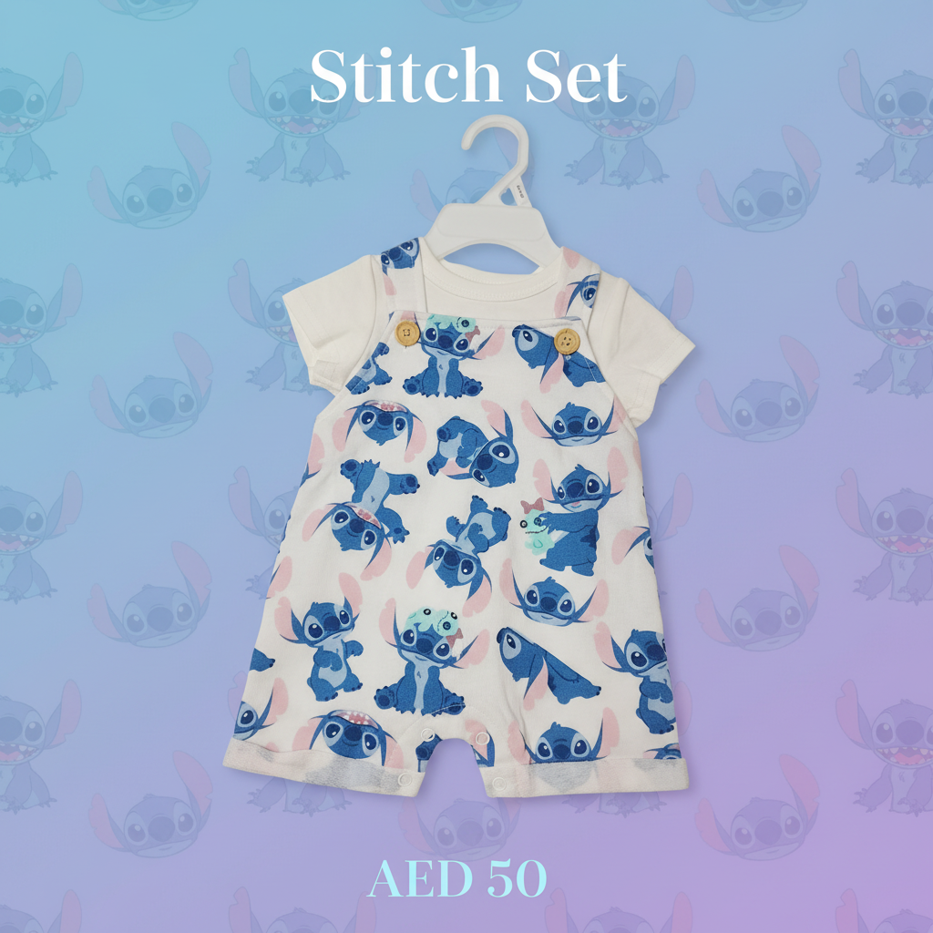 Stitch All-Over Print Baby Dungaree Set – Disney Original