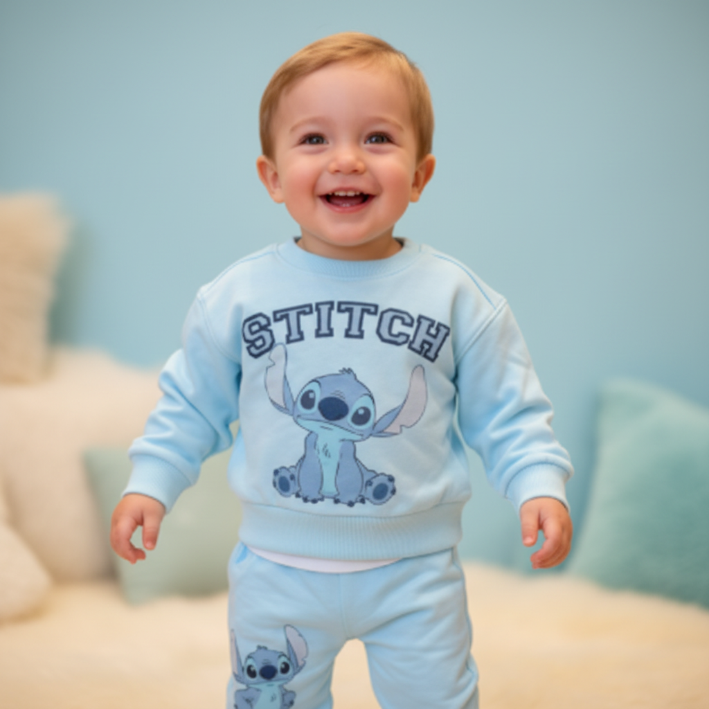 Baby Stitch Sweatsuit Set - Light Blue