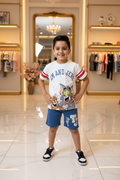 Boys Tom & Jerry Graphic T-Shirt & Blue Shorts Set