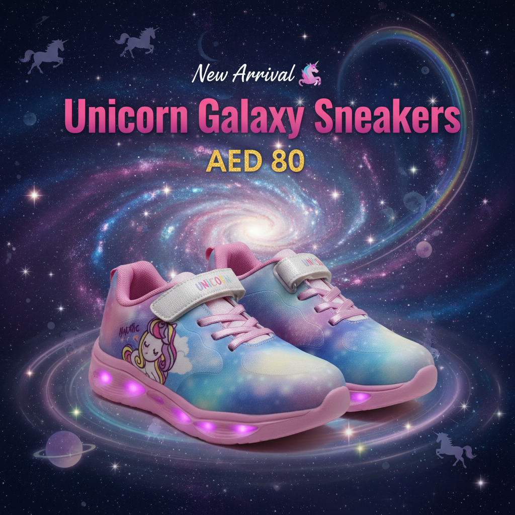 Unicorn Galaxy Tie-Dye Light-Up Sneakers for Girls - Pink & Blue