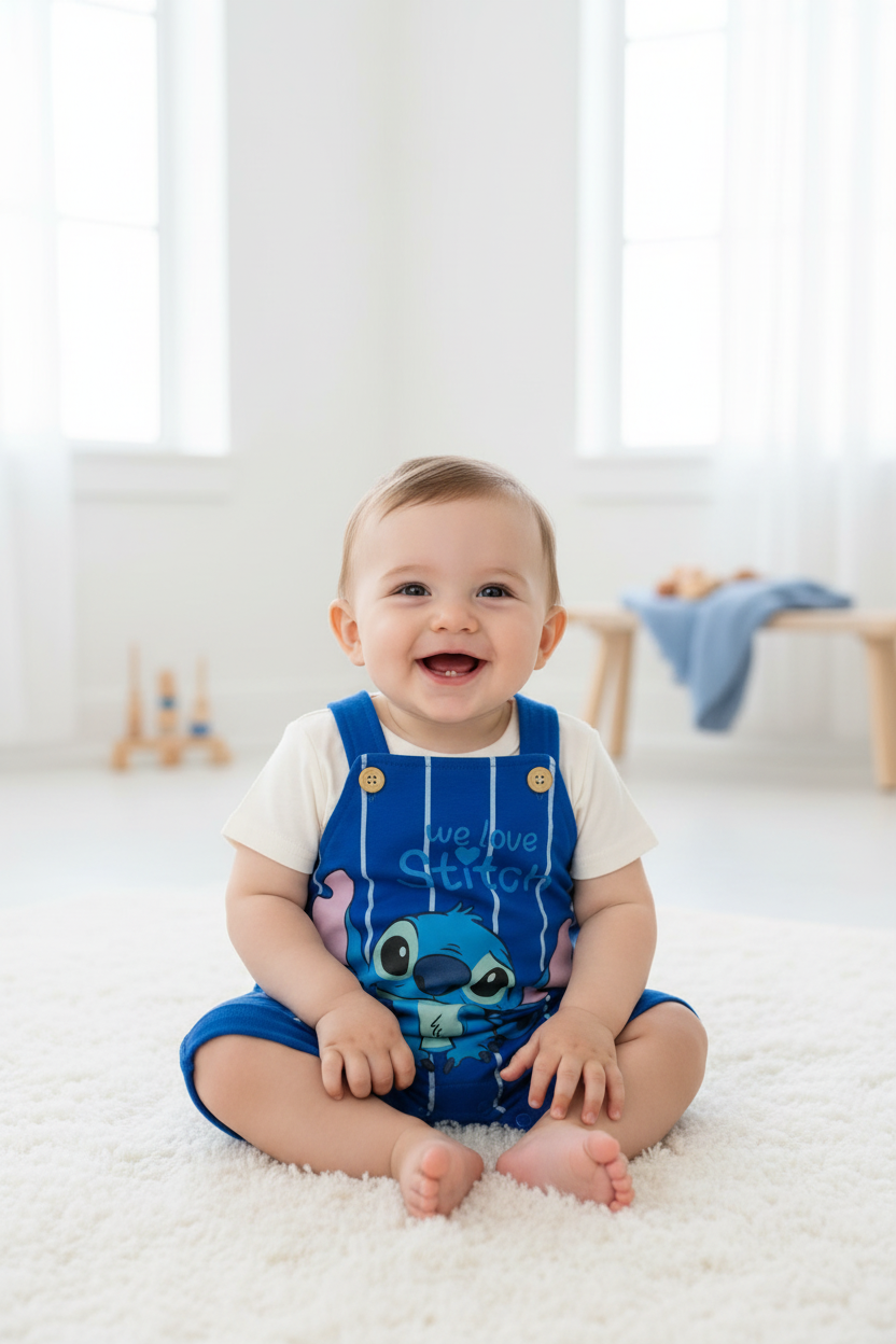 "We Love Stitch" Baby Dungaree Set – Disney Original