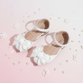 White Pearl & Crystal Bow Mary Jane Shoes for Girls by Aioybear
