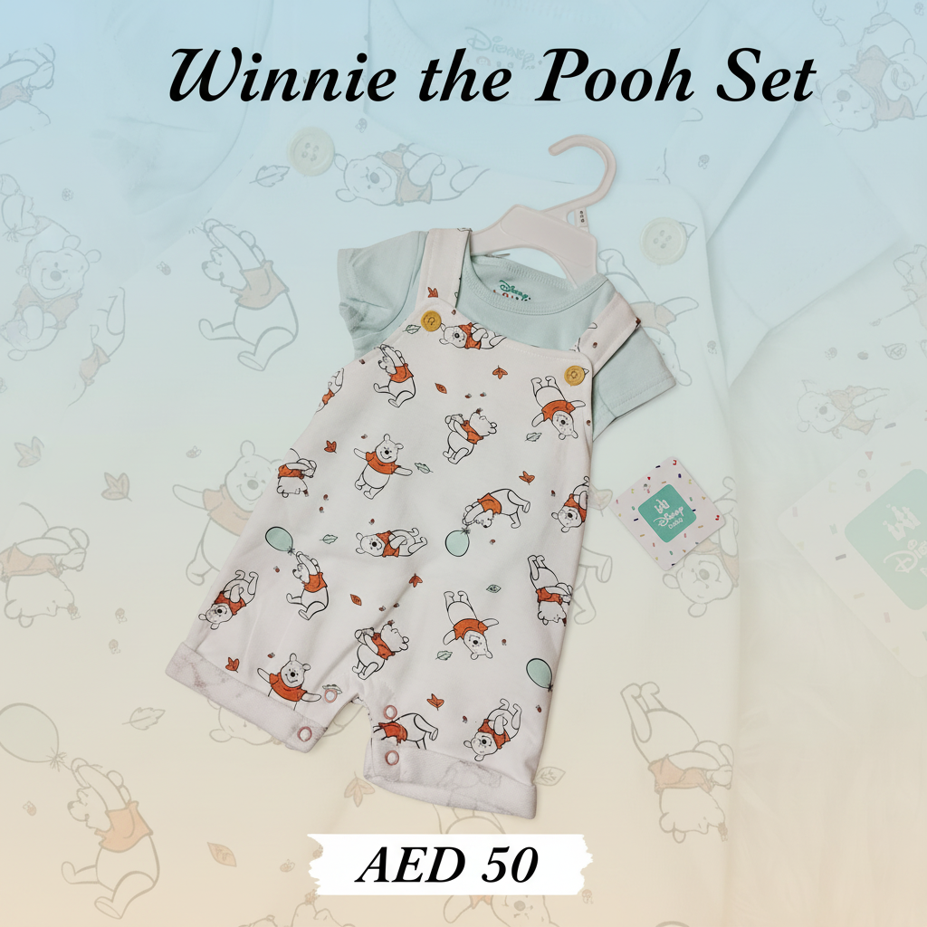 Winnie the Pooh All-Over Print Baby Dungaree Set – Disney Baby Original