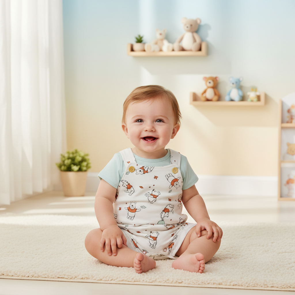Winnie the Pooh All-Over Print Baby Dungaree Set – Disney Baby Original
