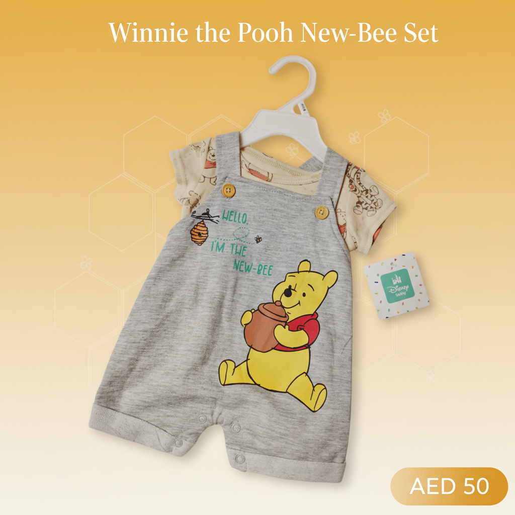 Winnie the Pooh “Hello I’m The New-Bee” Baby Dungaree Set – Disney Original