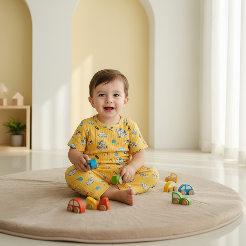 Yellow Cars Kids Pajama Set