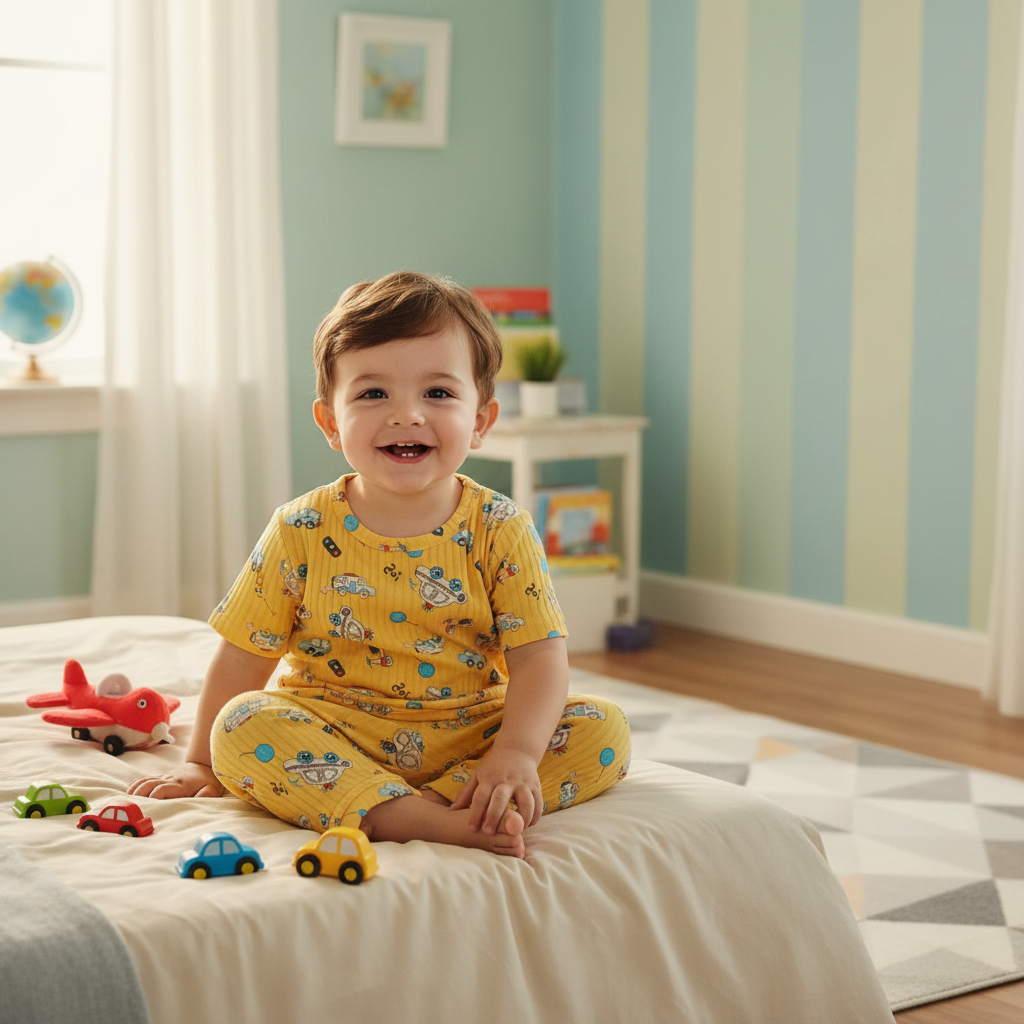 Yellow Cars Kids Pajama Set